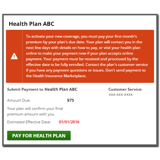 Screen shot of Enroll-To-Do-List displaying the "Pay for your health plan" button.