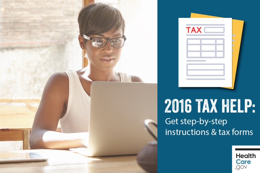 {File your 2016 taxes with correct health insurance form} Image: {Woman filing taxes with 2016 health care tax forms}