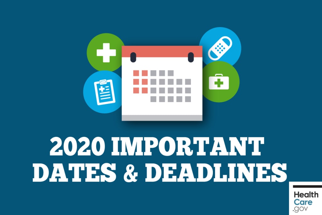 {2020 important enrollment dates and deadlines} Image: {Key dates on calendar marked"}