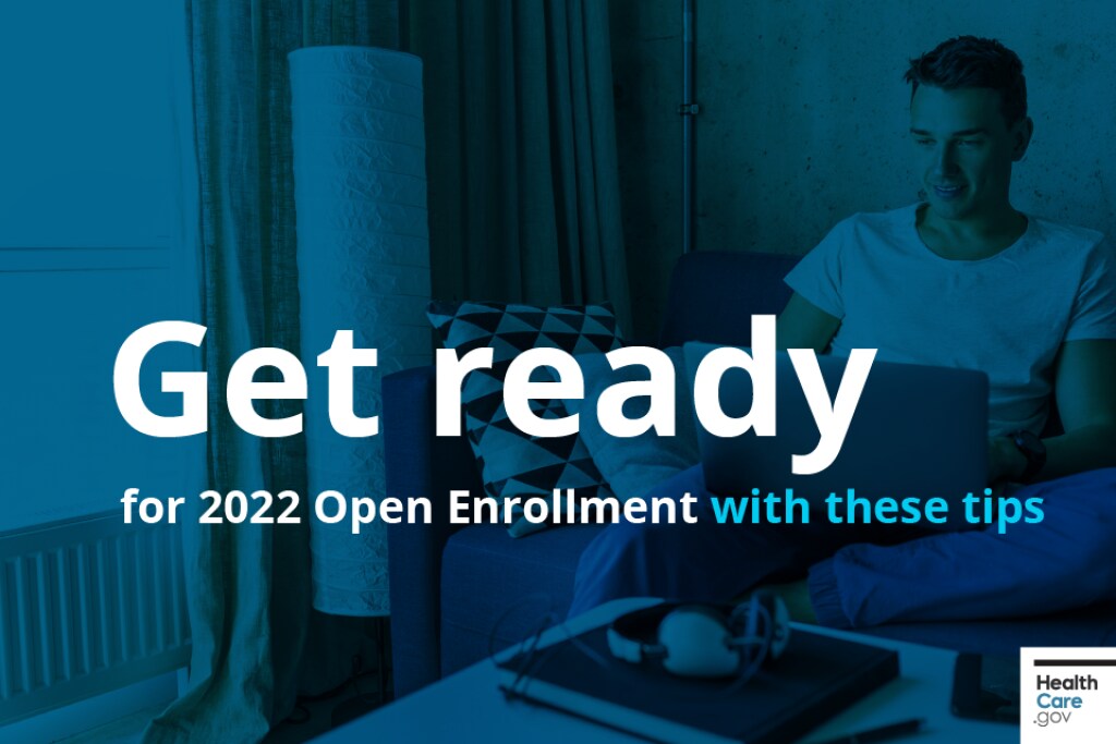 Young man gathers information he needs to apply on his lap top Image: Get ready for 2022 Open Enrollment with these tips