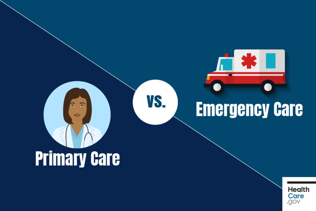 Primary care physician next to ambulance Image: Primary care vs. emergency care