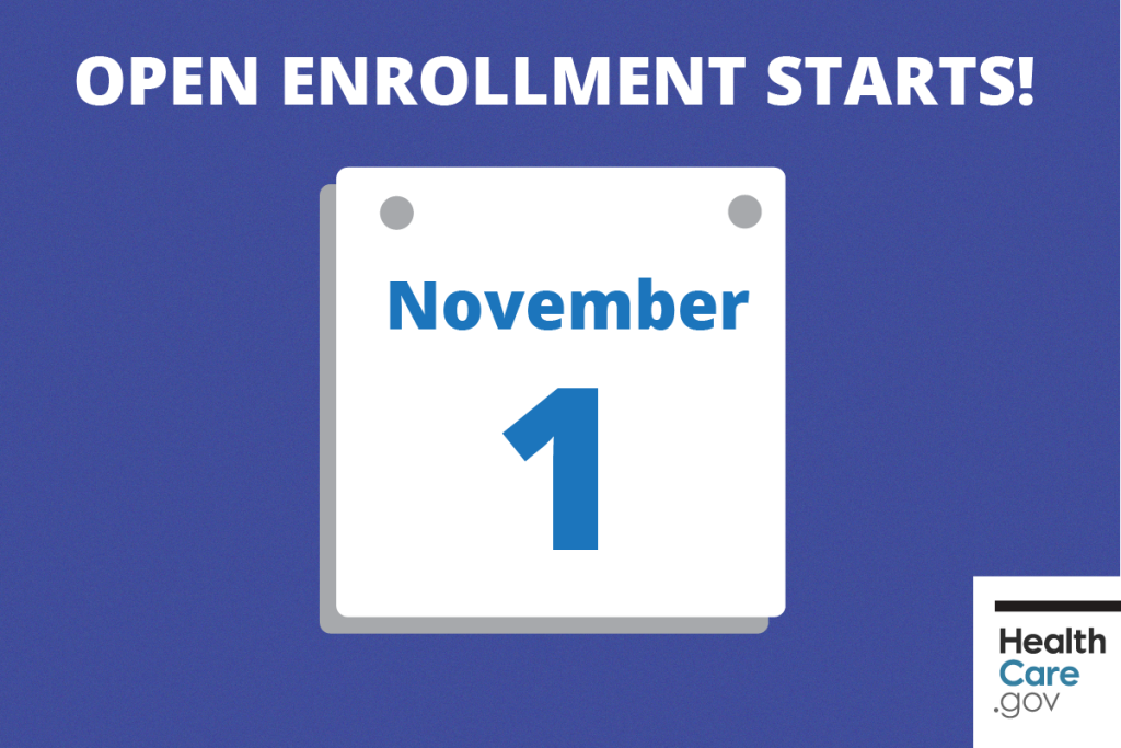 {Enroll today to get 2017 health insurance starting January 1} Image: {November 1 calendar showing to enroll in 2017 health insurance today}