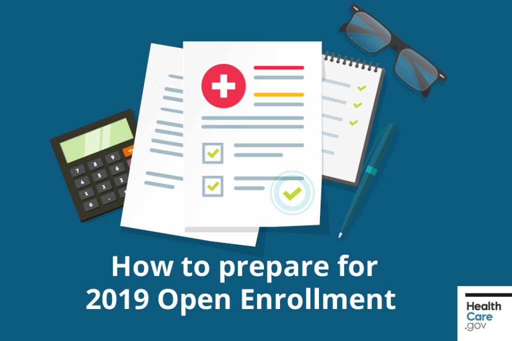 {How to prepare for 2019 Open Enrollment} Image: {Notepad, checklist, calculator, glasses}