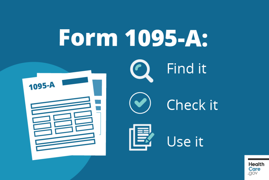 Blank tax form graphic with the words "Form 1095-A: Find it, Check it, Use it."
