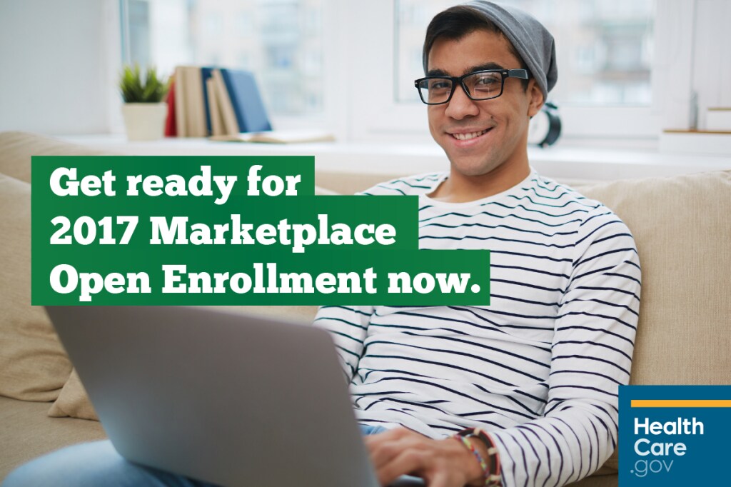 {Prepare now for 2017 Open Enrollment starting November 1, 2016} Image: {Man preparing for 2017 Open Enrollment to get health coverage}