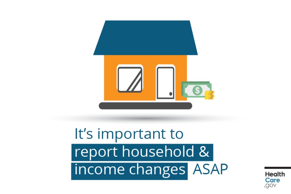 {How & why to report household & income changes} Image: {Orange house with blue roof}