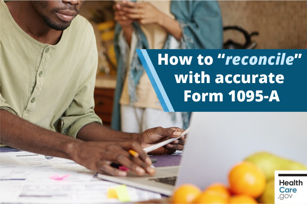 Man completes his 2020 taxes at his computer Image: How to reconcile with accurate Form 1095-A